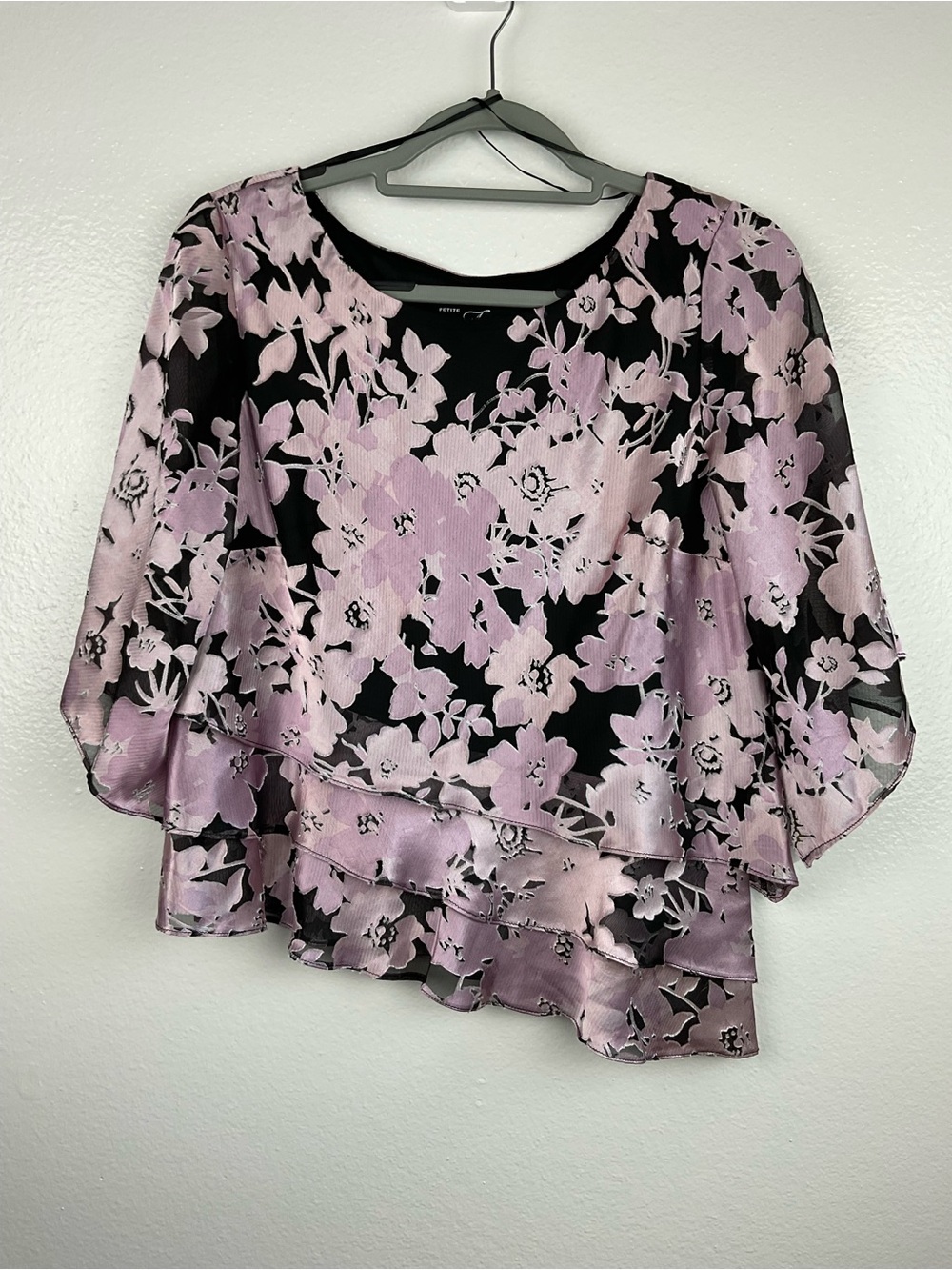 Alex Evenings Floral Layered Women’s Top-Asymmetrical hem